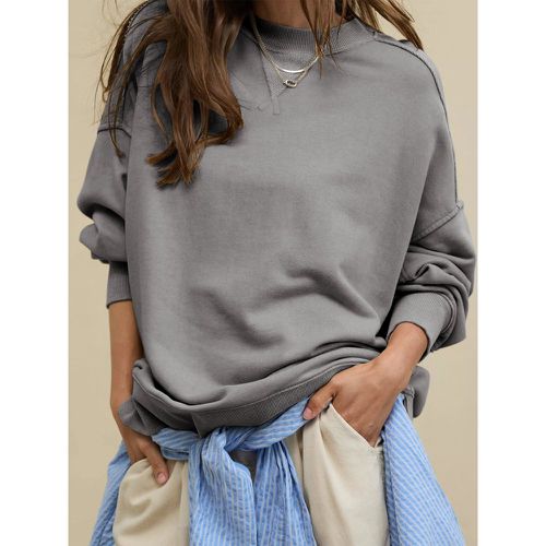 Oversized Sweatshirt In Solid Color Dropped Shoulders Spring Basic Tops For Women 2025 - milanoo.com - Modalova