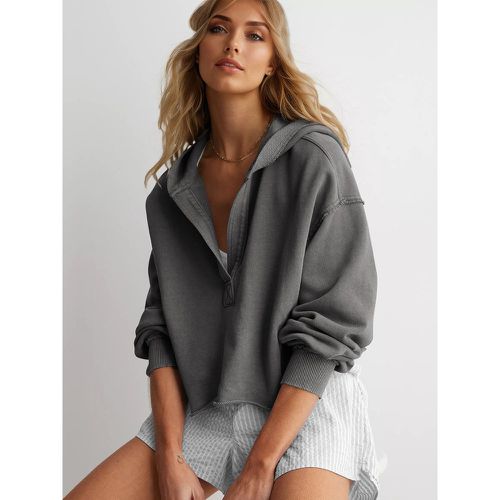 Casual Hoodie For Women V-neck Dropped Shoulders Spring Crop Tops 2025 - milanoo.com - Modalova