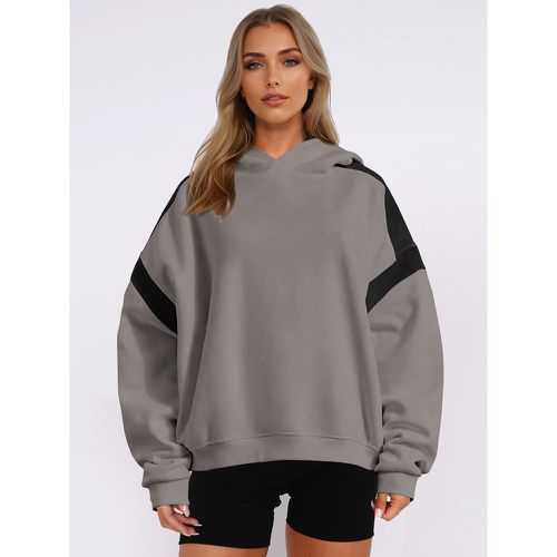 Oversized Hoodie For Women Two-Tone Dropped Shoulder Spring Casual Tops 2025 - milanoo.com - Modalova