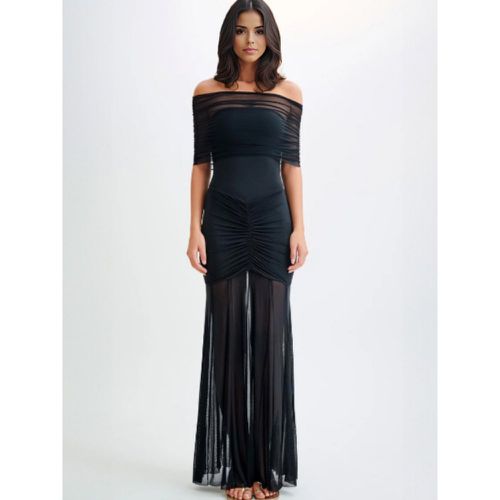 Pleated Maxi Dresses Off-Shoulder Sheer Semi-formal Party Long Dress For Women 2025 - milanoo.com - Modalova