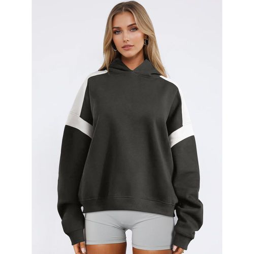 Oversized Hoodie For Women Two-Tone Dropped Shoulder Spring Casual Tops 2025 - milanoo.com - Modalova