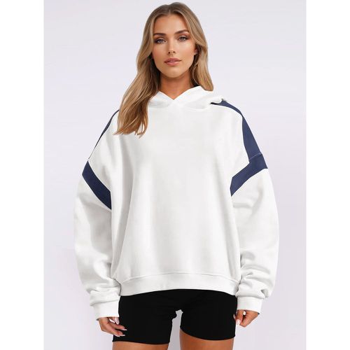 Oversized Hoodie For Women Two-Tone Dropped Shoulder Spring Casual Tops 2025 - milanoo.com - Modalova