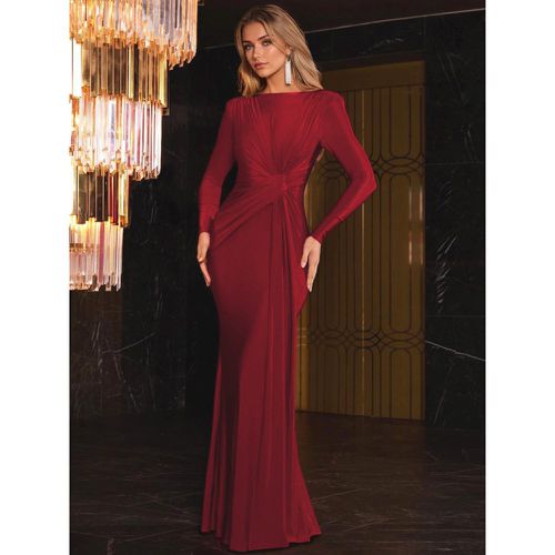 Maxi Dress With Knotted Waist Long Sleeve Pleated Semi-Formal Party Long Dress For Women 2025 - milanoo.com - Modalova