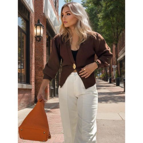 Sweaters Cardigans V-Neck One Button Long Sleeves Spring Casual Outerwear For Women 2025 - milanoo.com - Modalova