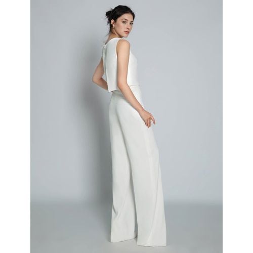 Ivory Bridal Two Piece Sets Floor-Length A-Line Jewel Neck Sleeveless Wedding Two Piece Sets Free Customization - milanoo.com - Modalova