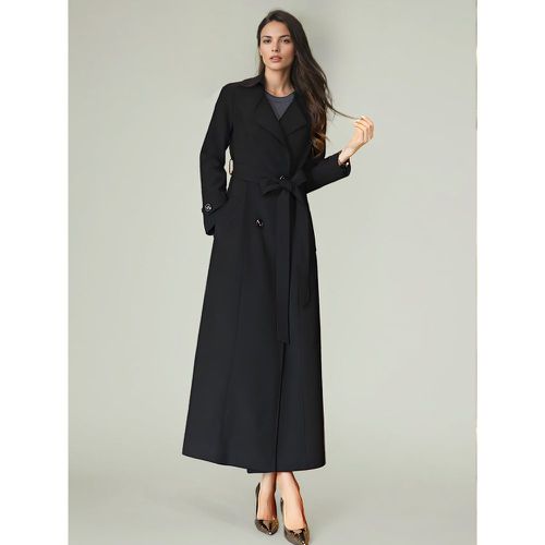 Women's Trench Coat Modern Polyester Turndown Collar Buttons Long Sleeves - milanoo.com - Modalova