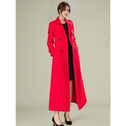 Trench Coat For Women Modern Polyester Turndown Collar Buttons Long Sleeves - milanoo.com - Modalova