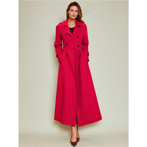 Women's Trench Coat Practical Polyester Turndown Collar Buttons Long Sleeves - milanoo.com - Modalova