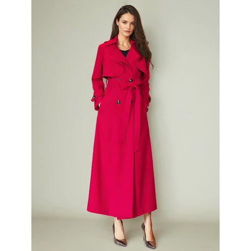 Women's Trench Coat Modern Polyester Turndown Collar Buttons Long Sleeves - milanoo.com - Modalova