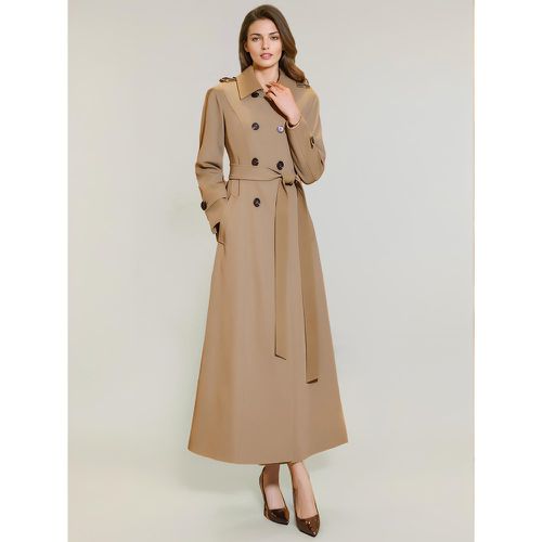 Women's Trench Coat Practical Polyester Turndown Collar Buttons Long Sleeves - milanoo.com - Modalova