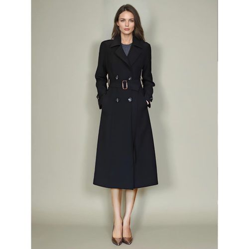 Women's Trench Coat Practical Buttons Turndown Collar Long Sleeves Polyester Lace-up - milanoo.com - Modalova