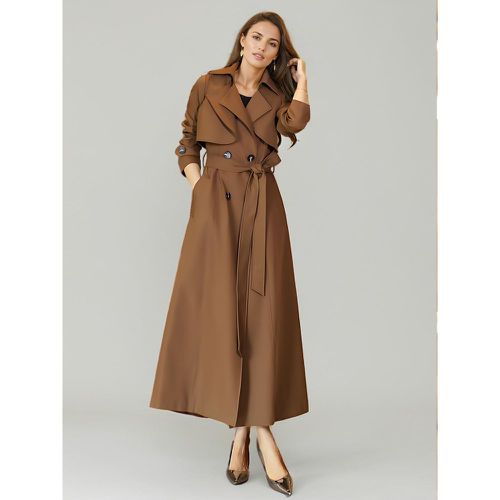 Women's Trench Coat Modern Polyester Turndown Collar Buttons Long Sleeves - milanoo.com - Modalova