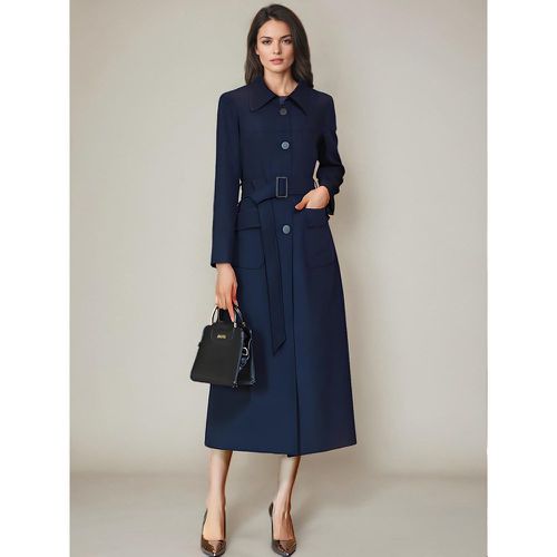 Women's Trench Coat Fashion Polyester Turndown Collar Sash Long Sleeves - milanoo.com - Modalova