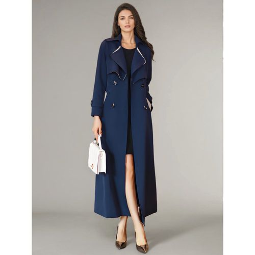 Women's Trench Coat Good Quality Sash Turndown Collar Long Sleeves Polyester Front Button - milanoo.com - Modalova