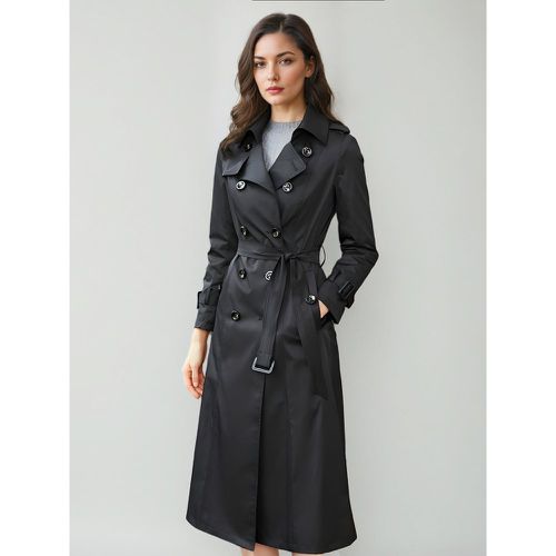 Women's Trench Coat Modern Polyester Turndown Collar Buttons Long Sleeves - milanoo.com - Modalova