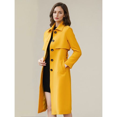 Trench Coat For Women Modern Buttons Turndown Collar Long Sleeves Polyester Front Button - milanoo.com - Modalova