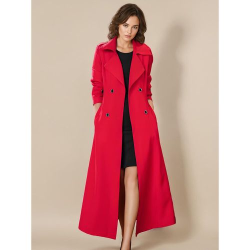 Trench Coat For Woman Good Quality Buttons Turndown Collar Long Sleeves Polyester Front Button - milanoo.com - Modalova