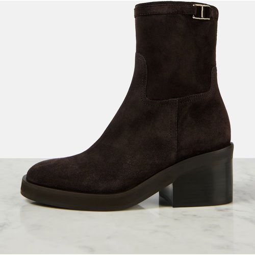 Women Ankle Boots Suede Round Toe Chunky Heel Booties - milanoo.com - Modalova