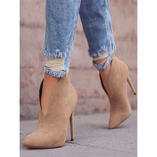 High Heel Booties Suede Pointed Toe Ankle Boots For Women - milanoo.com - Modalova