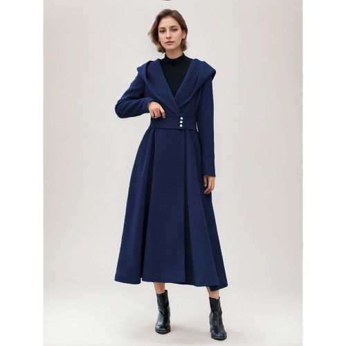 Coat For Woman Gray Hooded Long Sleeves Buttons Chic Wrap Coat - milanoo.com - Modalova