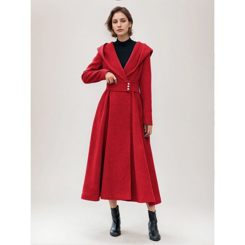 Coat For Woman Gray Hooded Long Sleeves Buttons Chic Wrap Coat - milanoo.com - Modalova