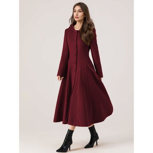 Outerwear For Woman Hooded Buttons Elegant Camel Maxi Coat - milanoo.com - Modalova