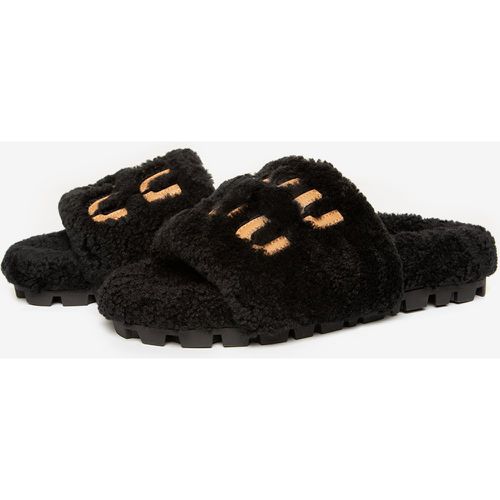 Women's Round Toe Knitting Wool Flat Slide Sandals Coffee Brown - milanoo.com - Modalova