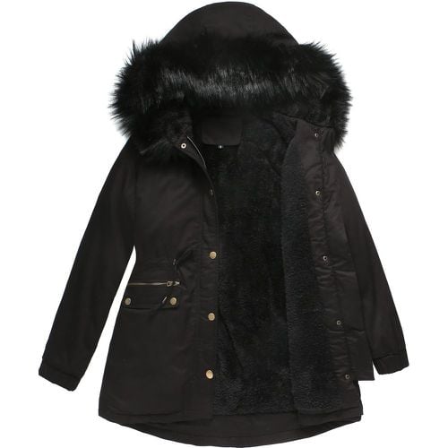 Women Parka High Collar Pockets Winter Jacket Outerwear - milanoo.com - Modalova