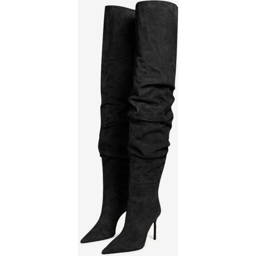 Women's Over The Knee Boots Pointed Toe Stiletto Heel Suede Slouch Thigh High Boots - milanoo.com - Modalova