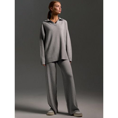 Knit Pant Set Drop Shoulder Pullover And Wide Leg Trousers For Women - milanoo.com - Modalova