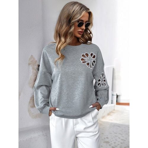 Pullovers For Women Cut Out Geometric Jewel Neck Long Sleeves Layered Polyester Sweaters - milanoo.com - Modalova