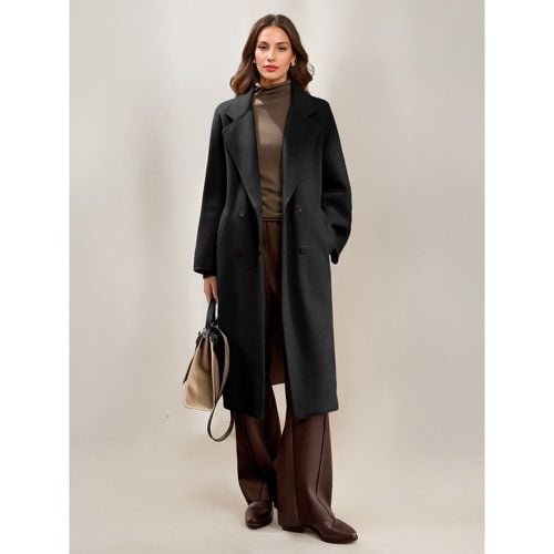 Double-Faced Cashmere Wool Coat Belted Double-breasted Lapel Elegant Winter Overcoat For Women 2025 - milanoo.com - Modalova