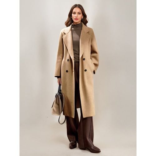 Double-Faced Cashmere Wool Coat Belted Double-breasted Lapel Elegant Winter Overcoat For Women 2025 - milanoo.com - Modalova