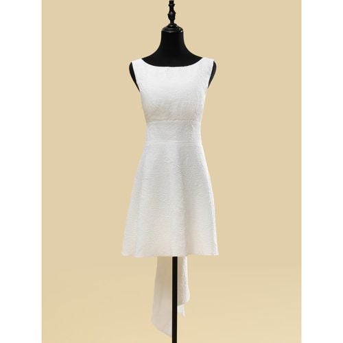 Short Wedding Dresses Short Jewel Neck Sleeveless A-Line Natural Waist Polyester Bridal Gowns - milanoo.com - Modalova