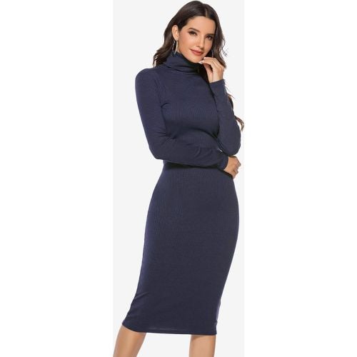 Knitted Dress For Women Comfy Polyester Long Sleeves High Collar - milanoo.com - Modalova