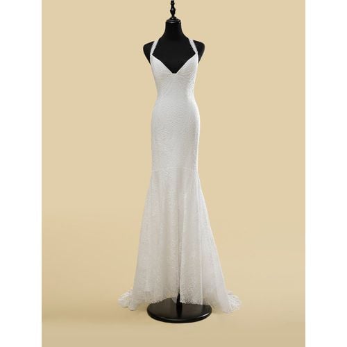 Wedding Dress V-Neck Sleeveless Natural Waist Cut Out With Train Bridal Mermaid Dress - milanoo.com - Modalova