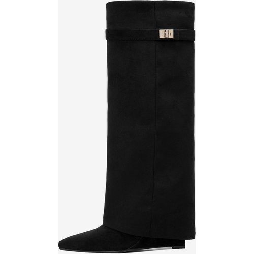 Knee Length Boots Women's Micro Suede Upper Metal Details Knee-High Boots - milanoo.com - Modalova