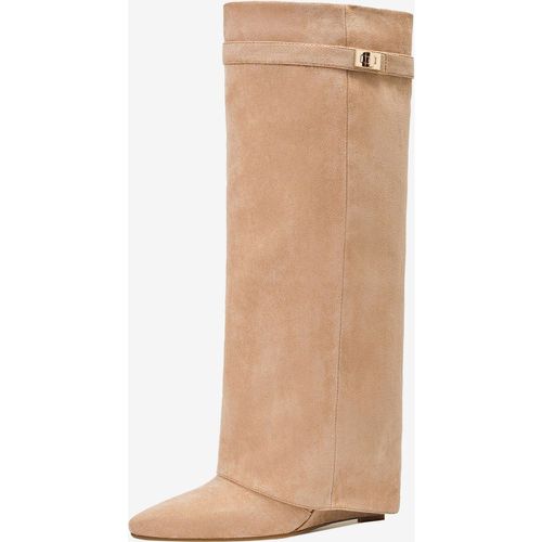 Knee Length Boots Women's Micro Suede Upper Metal Details Knee-High Boots - milanoo.com - Modalova