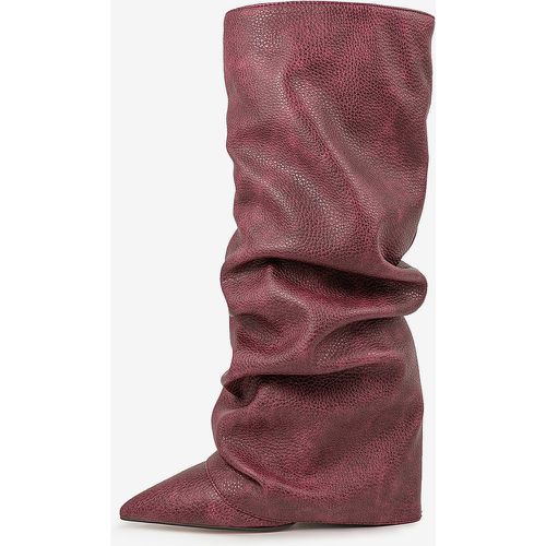 Knee Boots Women's PU Leather Chunky Heel Knee-High Boots - milanoo.com - Modalova