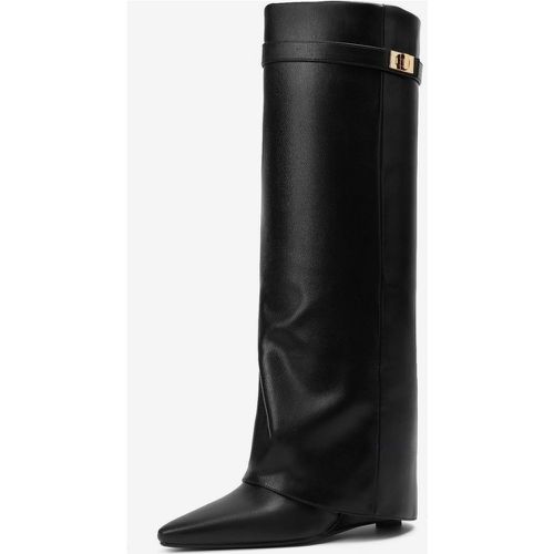 Knee Length Boots Women's PU Leather Metal Details Knee-High Boots - milanoo.com - Modalova