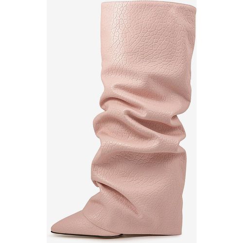 Knee Boots Women's PU Leather Chunky Heel Knee-High Boots - milanoo.com - Modalova