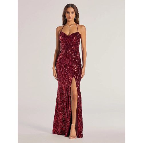 Sequin Mermaid Dress In High Slit Sweetheart Neckline Tie-back Halter Straps Formal Party Long Dress For Women 2025 - milanoo.com - Modalova