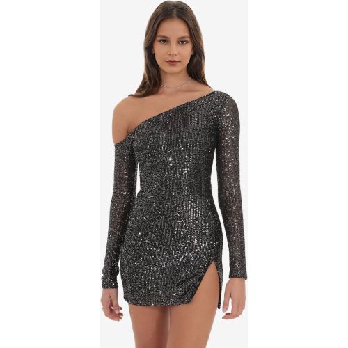 Sequin Bodycon Dress One Off Shoulder Long Sleeve Birthday Party Slit Mini Dress For Women 2025 - milanoo.com - Modalova