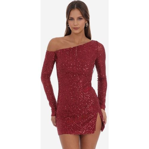 Sequin Bodycon Dress One Off Shoulder Long Sleeve Birthday Party Slit Mini Dress For Women 2025 - milanoo.com - Modalova