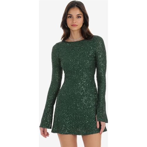 Sequin Mini Dress Open Back Long Sleeve A-line Birthday Party Dress For Women 2025 - milanoo.com - Modalova