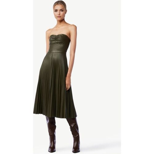 Faux Leather Pleated Dress Strapless A-line PU Midi Dress For Women 2025 - milanoo.com - Modalova