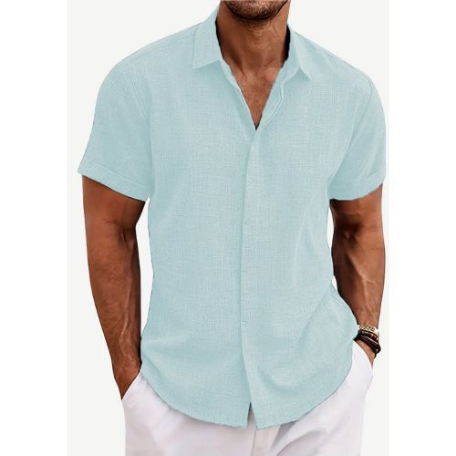 Men's Button-Down Shirts Short Sleeve Casual Tops Beach Summer Wedding Shirts - milanoo.com - Modalova