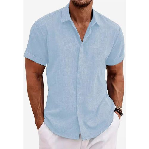 Men's Button-Down Shirts Short Sleeve Casual Tops Beach Summer Wedding Shirts - milanoo.com - Modalova