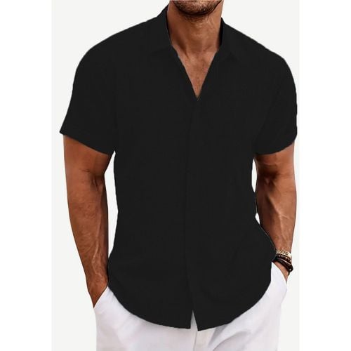 Men's Button-Down Shirts Short Sleeve Casual Tops Beach Summer Wedding Shirts - milanoo.com - Modalova