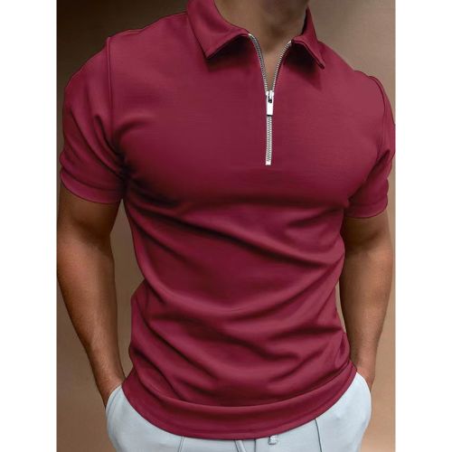 Men‘s Polo Shirt Turndown Collar Short Sleeves Zipper Regular Fit T-Shirts - milanoo.com - Modalova